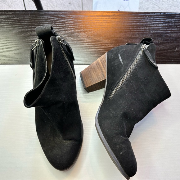 Black Suede Ankle Booties with Block Heel - Size 12 - $20 - Picture 2 of 4